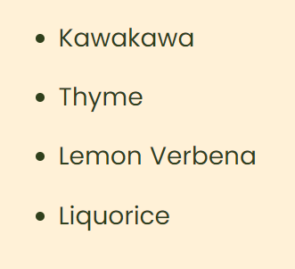 Supplement facts for Renew Premium Herbal Tea listing ingredients including Glycyrrhiza glabra, Kawakawa Leaf Powder, Lemon Extract, Licorice, Licorice Root (Glycyrrhiza Uralensis)