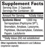 Supplement facts for ImmunoSEB listing ingredients including Amylase, Ananas comosus, Bromelain, Catalase, Glucoamylase