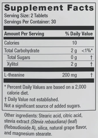 Supplement facts for GABA Trex listing ingredients including Stevia (Stevia rebaudiana), Stevia leaf (Stevia rebaudiana), Theanine (L-Theanine), Xylitol