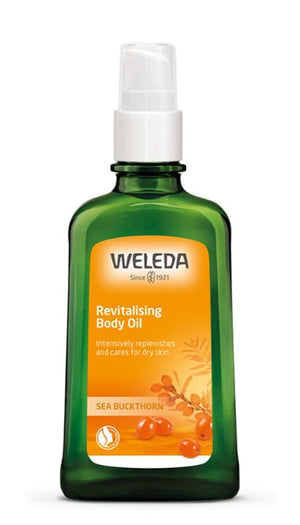 A supplement container of Revitalising Body Oil - Sea Buckthorn by Weleda