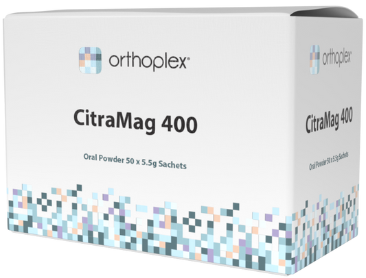 A supplement container of CitraMag 400 Sachets 50s by Orthoplex