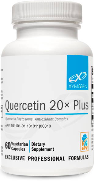 A supplement container of Quercetin 20x Plus by Xymogen