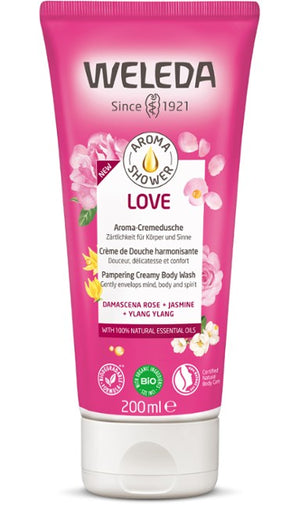 A supplement container of Love Body Wash by Weleda