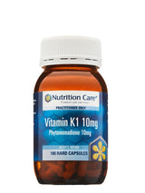 A supplement container of Vitamin K1 10mg by Nutrition Care