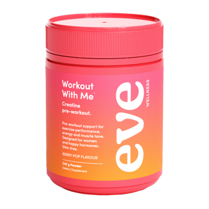 A supplement container of Workout With Me by Eve