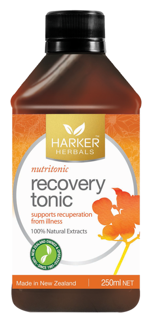 A supplement container of Recovery Tonic by Harker Herbals