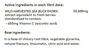 Supplement facts for Vitamin C listing ingredients including Ascorbic Acid, Chicory extract, Citric Acid, Fibre, Glycine