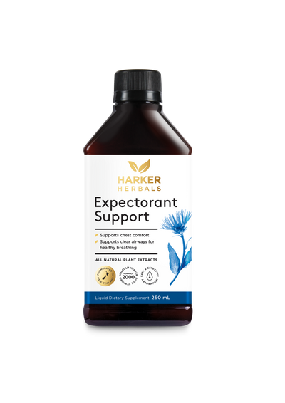 A supplement container of Expectorant Support by Harker Herbals