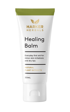 A supplement container of Healing Balm 30ml by Harker Herbals