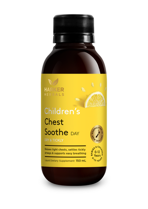 A supplement container of Children's Chest Soothe (Day) 150ml by Harker Herbals