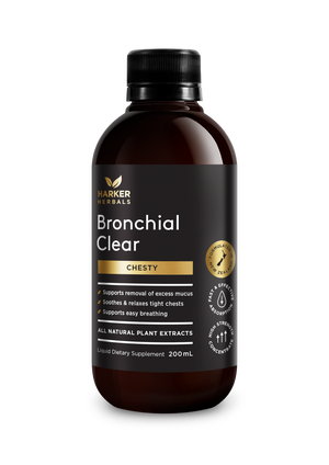 A supplement container of Bronchial Clear 200ml by Harker Herbals
