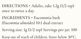 Supplement facts for Eucommia Bark