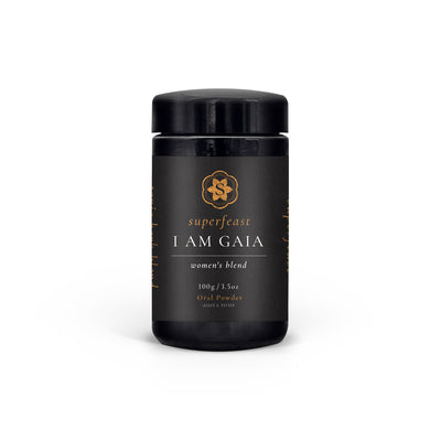 A supplement container of I AM GAIA by SuperFeast