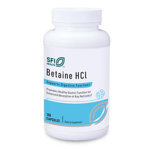 A supplement container of Betaine HCl by SFI Health