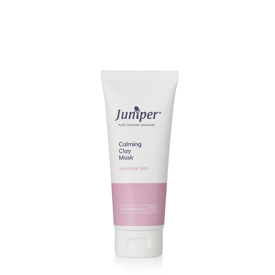 A supplement container of Calming Pink & White Clay Mask 100g by Juniper