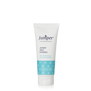A supplement container of Juniper Teen Exfoliant 100g by Juniper