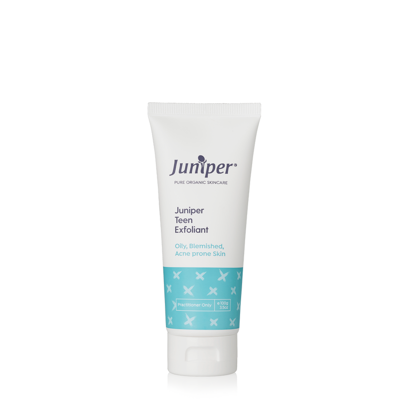 A supplement container of Juniper Teen Exfoliant 100g by Juniper