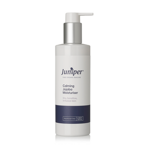 A supplement container of Calming Jojoba Moisturiser 250ml by Juniper