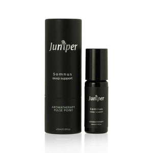 A supplement container of Somnus Aromatherapy Blend 10ml by Juniper