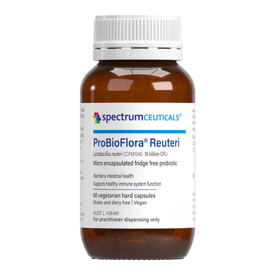 A supplement container of ProbioFlora Reuteri 60 capsules by SpectrumCeuticals