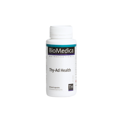 A supplement container of Thy-Ad Health 90 capsules by Bio-Medica