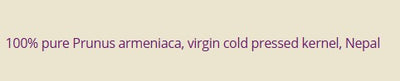Supplement facts for Apricot Kernal Oil: Virgin 100ml