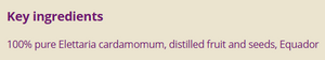 Supplement facts for Cardamon 2ml listing ingredients including Black Cardamom