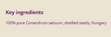 Supplement facts for Coriander Seed 10ml listing ingredients including Coriandrum sativum