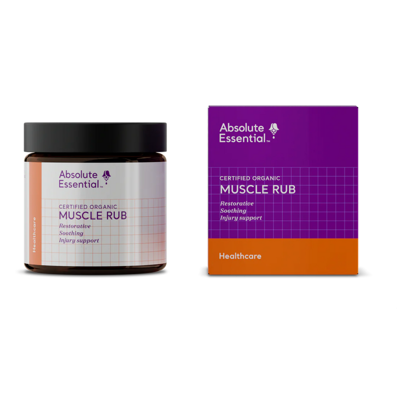 A supplement container of Muscle Rub 100ml by Absolute Essential