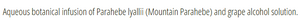 Supplement facts for No. 07 - Mountain Parahebe (Communication) 10ml listing ingredients including Grape Extract