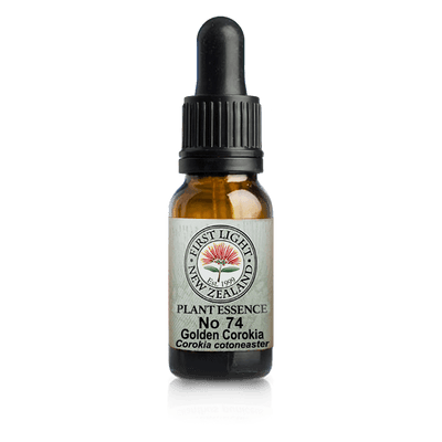 A supplement container of No. 74 - Golden Corokia (Grace) 10ml by First Light Flower Essences