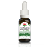A supplement container of Chakra Balance Support© (Harmony and Balance) 20ml by First Light Natural Health