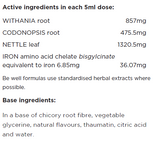 Supplement facts for Iron Boost