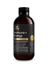 A supplement container of Immune + Energy 200ml by Harker Herbals