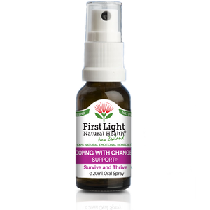 A supplement container of Coping With Change Support (Survive and Thrive) 20ml by First Light Natural Health