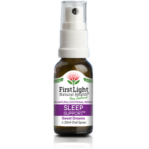 A supplement container of Sleep Support (Sweet Dreams) 20ml by First Light Natural Health