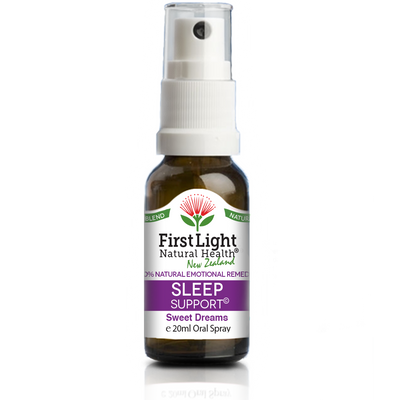 A supplement container of Sleep Support (Sweet Dreams) 20ml by First Light Natural Health
