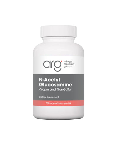 A supplement container of N-Acetyl Glucosamine (NAG) by Allergy Research Group