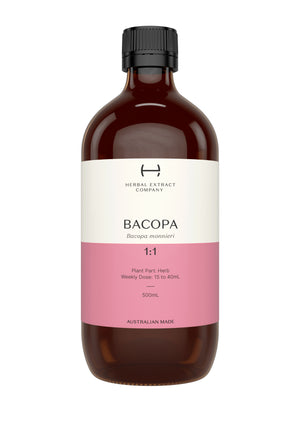 A supplement container of Bacopa 1:1 by Herbal Extract Company