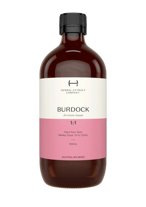 A supplement container of Burdock 1:1 by Herbal Extract Company