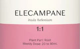 Supplement facts for Elecampane 1:1 listing ingredients including Elecampane