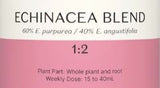 Supplement facts for Echinacea Blend 1:2 listing ingredients including Echinacea Angustifolia, Echinacea purpurea