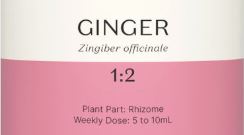 Supplement facts for Ginger 1:2 listing ingredients including Ginger, Ginger (Zingiber officinale), Zingiber officinale