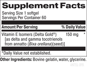 Supplement facts for The Capital E listing ingredients including Annatto, Vitamin E