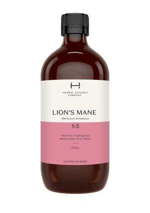 A supplement container of Lion's Mane 1:5 by Herbal Extract Company