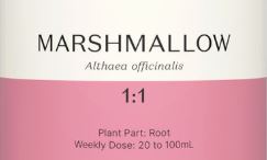 Supplement facts for Marshmallow 1:1 listing ingredients including Althaea officinalis, Marshmallow, Marshmallow root