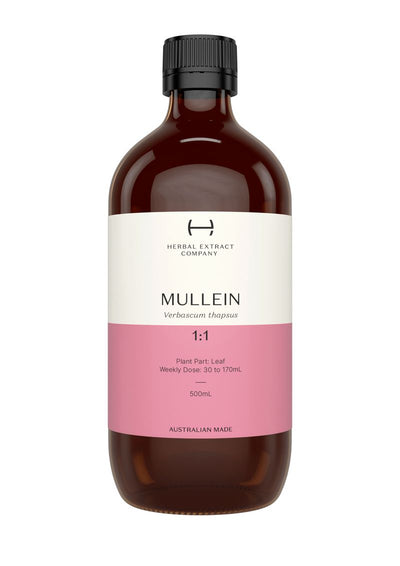 A supplement container of Mullein 1:1 by Herbal Extract Company