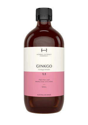 A supplement container of Ginkgo Biloba 1:1 by Herbal Extract Company