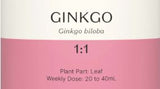 Supplement facts for Ginkgo Biloba 1:1 listing ingredients including Gingko biloba