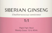 Supplement facts for Siberian Gingseng 1:1 listing ingredients including Althaea officinalis, American Ginseng, Arctium Lappa, Ashwagandha, Ashwagandha (Withania somnifera)